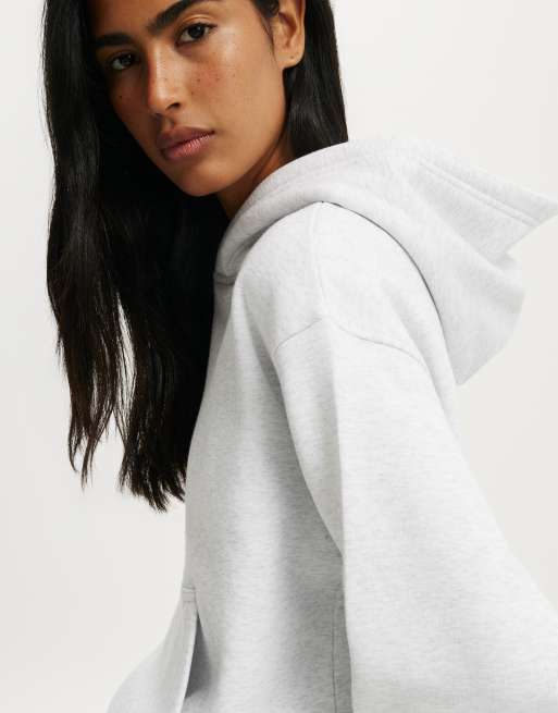 Cotton On Boxy fleece hoodie in light grey marle, 4 of 4