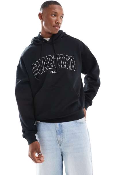 Cotton On - Boxy hoodie zonder sluiting met Paris-print in zwart - view 1