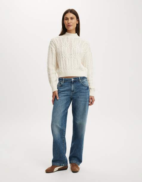 Cotton On Boxy mock neck knit sweater in white - view 1