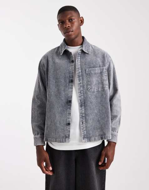 Cotton On boxy overshirt in grey cord