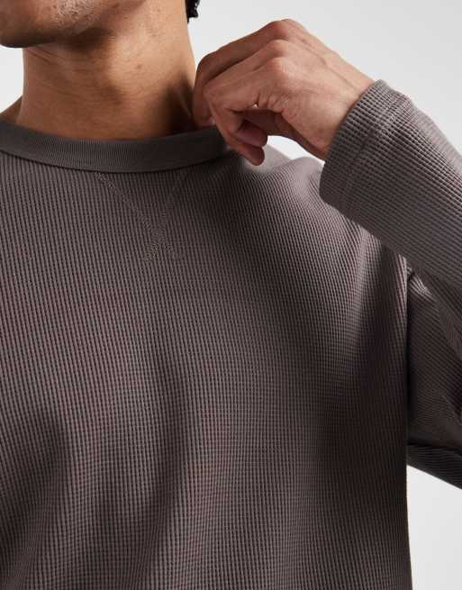 Cotton On boxy oversized textured long sleeve t-shirt in washed chocolate, 5 of 5