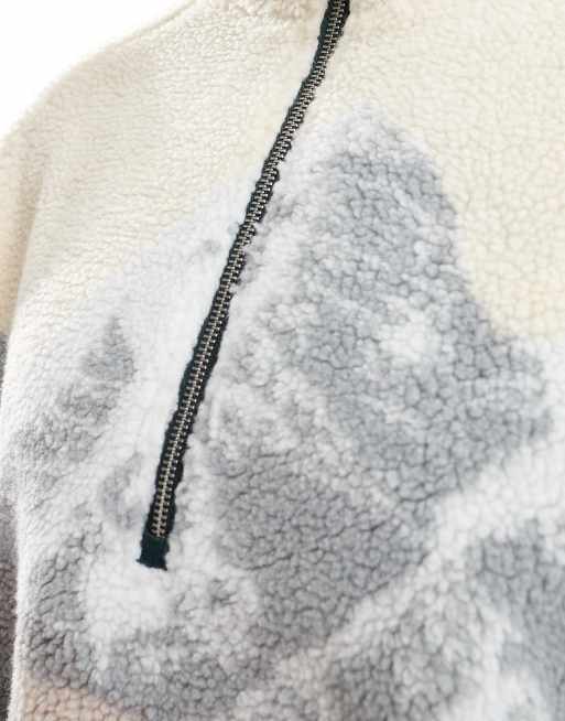 Cotton On boxy quarter zip fleece with mountains in bone, 3 of 4