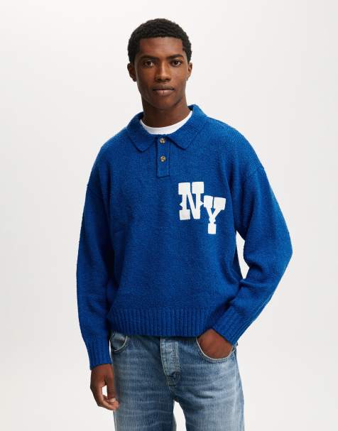 Cotton On Boxy rugby polo in blue - view 1