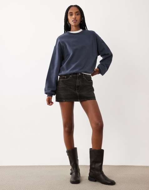 Cotton On boxy sweater med rund hals i shadow navy - view 1