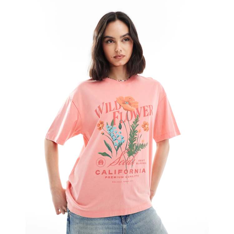 Cotton On boxy T-shirt with Farmers Market graphic in pink