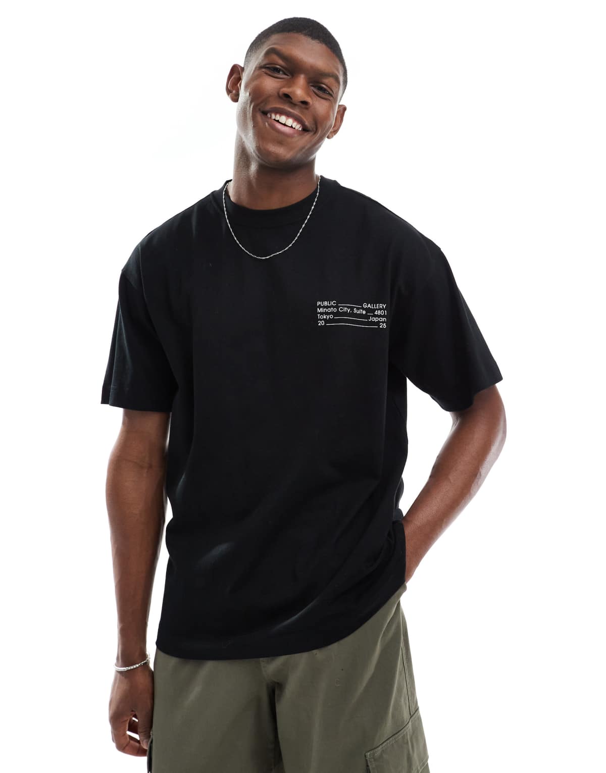 Cotton On boxy t-shirt with graphic in black