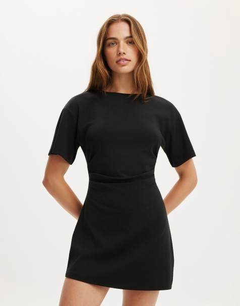 Cotton On Boxy tuck t-shirt mini dress in black