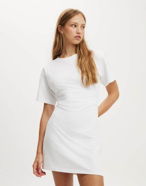 Cotton On Boxy tuck t-shirt mini dress in white - view 1