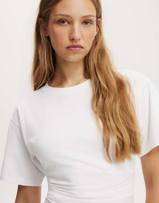 Cotton On Boxy tuck t-shirt mini dress in white, 3 of 4