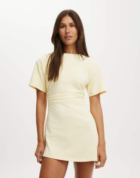Cotton On Boxy tuck t-shirt mini dress in yellow - view 1