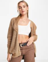 ASOS DESIGN scoop neck cardi with short sleeves in pointelle