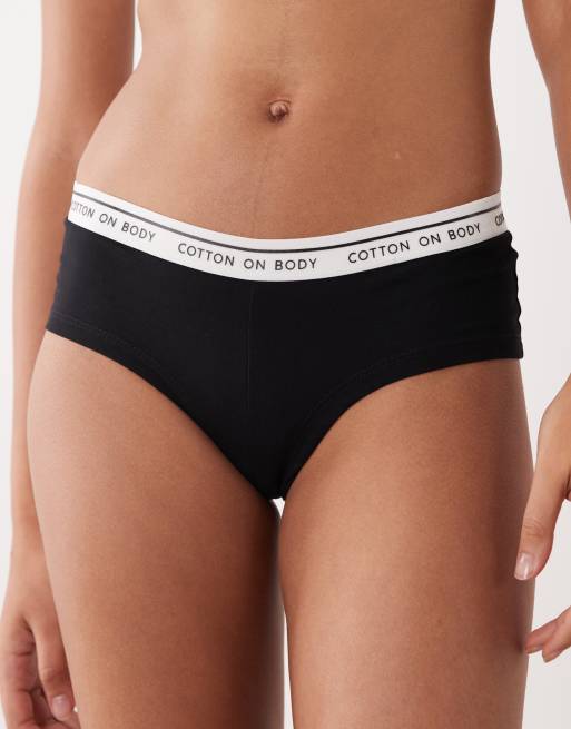Cotton On branded cotton cheeky boyshort in black, 3 of 4