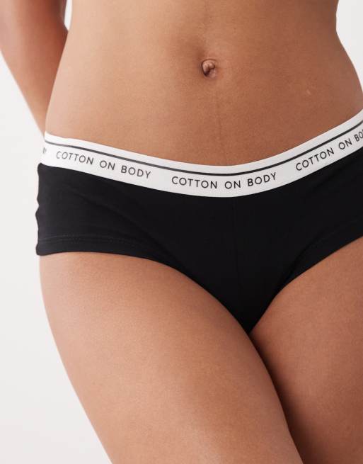 Cotton On branded cotton cheeky boyshort in black, 4 of 4