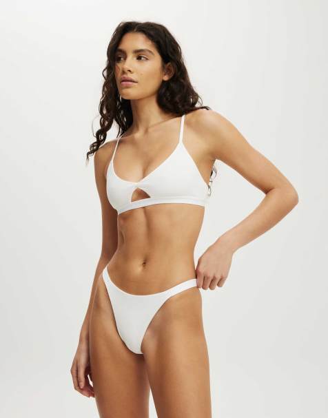 Cotton On Branded cotton knot front bralette in white - view 1