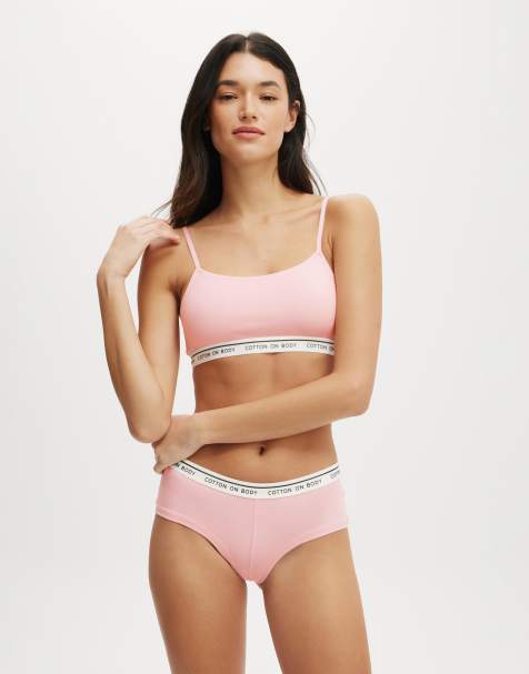 Cotton On Branded cotton scoop bralette in pink