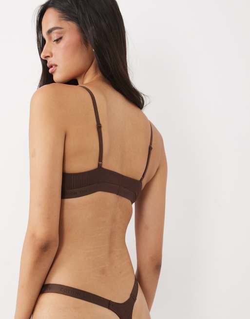 Cotton On branded knot front bralette and thong set in french roast, 4 of 4