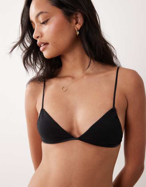 Cotton On - Brassière triangle minimaliste en coton - Noir, 2 de 4