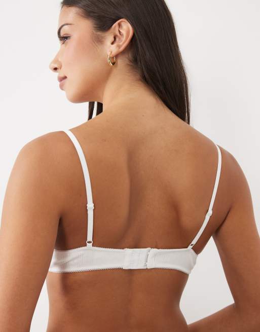 Cotton On brassière triangolare pointelle imbottita bianca, 2 di 4