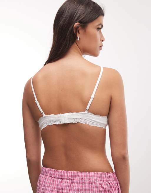 Cotton On brassière triangolo imbottita in pizzo di cotone bianca, 4 di 4