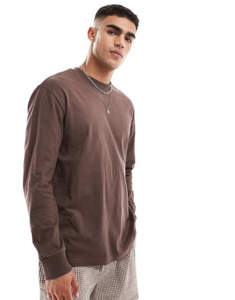 Cotton On – Brązowy luźny T-shirt z długim rękawem - view 1