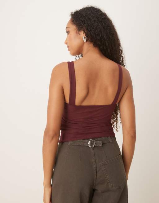 Cotton On - Brooke - Cami van mesh in bordeauxrood, 3 van 4