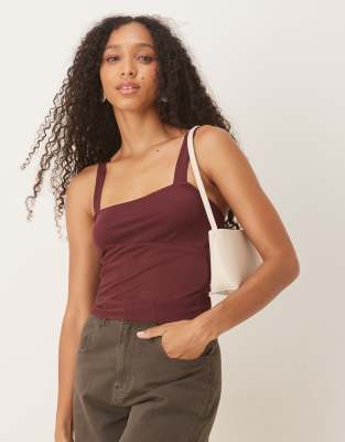 Cotton On - Brooke - Netzstoff-Camisole in Burgunderrot-Rotbraun