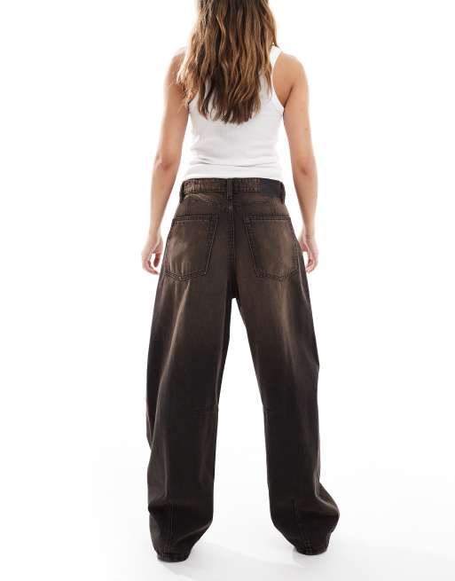 Cotton On – Brunsvarta jeans med barrelben och dekorativ söm, 2 av 5