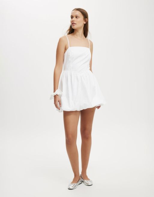 Cotton On Bubble hem mini dress in white