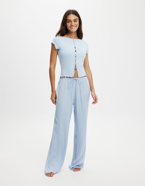 Cotton On Button detail cap sleeve top in blue - view 1