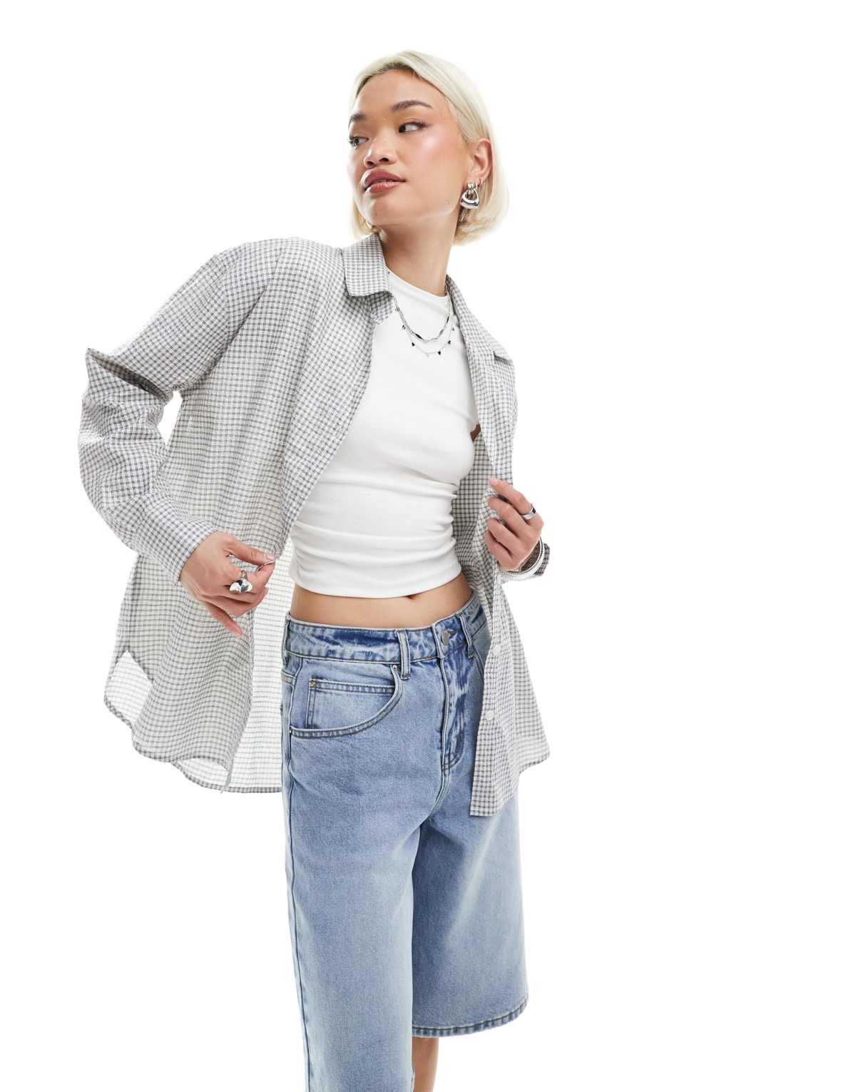 Cotton On button down shirt in micro check seersucker