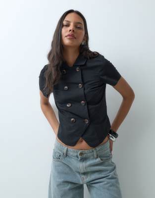 Cotton On button down trench shirt in black