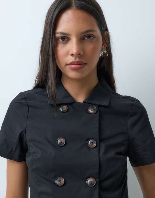 Cotton On button down trench shirt in black, 3 of 5