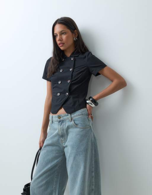 Cotton On button down trench shirt in black, 5 of 5