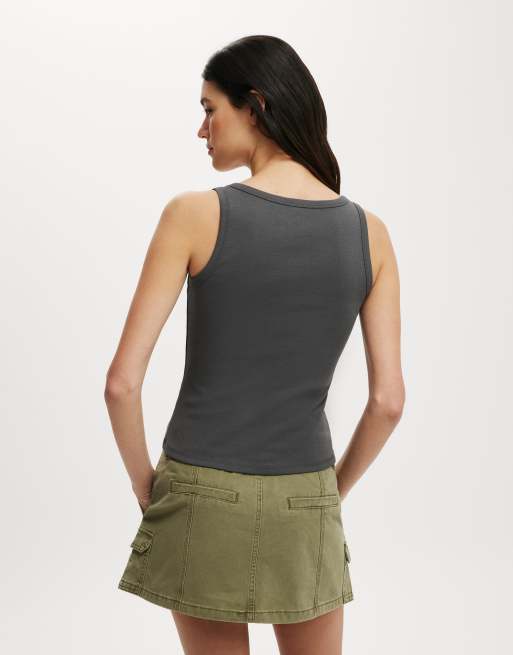 Cotton On Button through tank in charcoal, 3 of 4