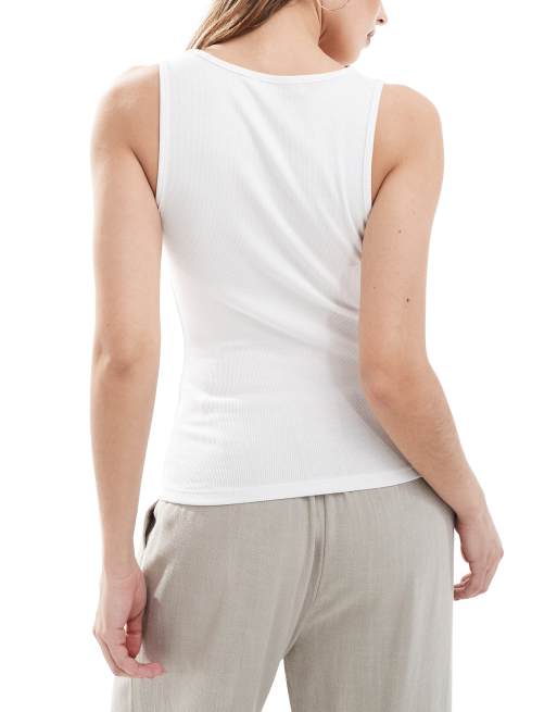 Cotton On - Byron - Pakke med 3 tanktoppe med dyb rund hals i sort/hvid/grå, 3 af 4