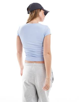 Cotton:on Cotton On Byron Square Neck Short Sleeve Top In Blue