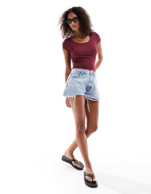 Cotton On Byron square neck short sleeve top in sour cherry, 3 of 4