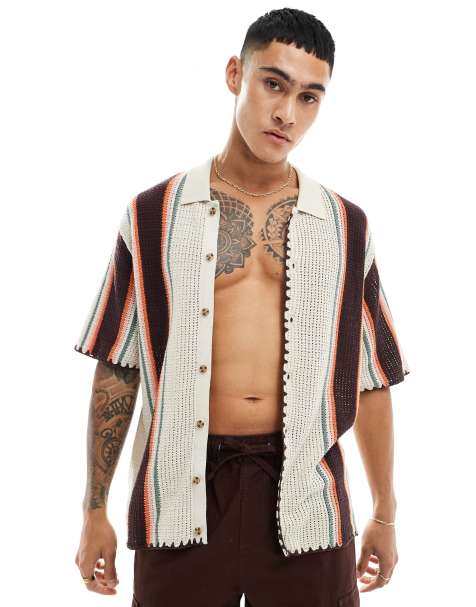 Cotton On - Cabana - Camicia in maglia di misto lino con righe multicolore - view 1