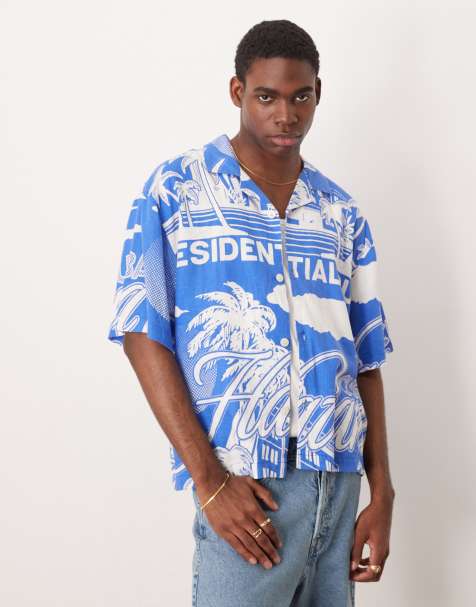 Cotton On Cabana short sleeve shirt in blue havana print  - view 1