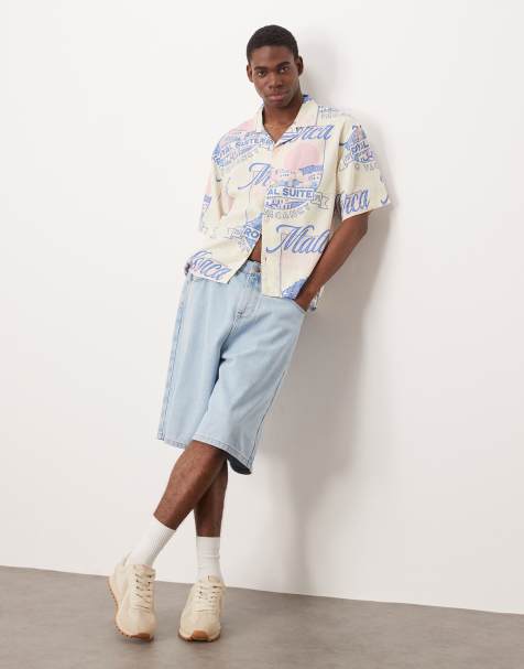 Cotton On Cabana short sleeve shirt in cream puff mallorca print - view 1