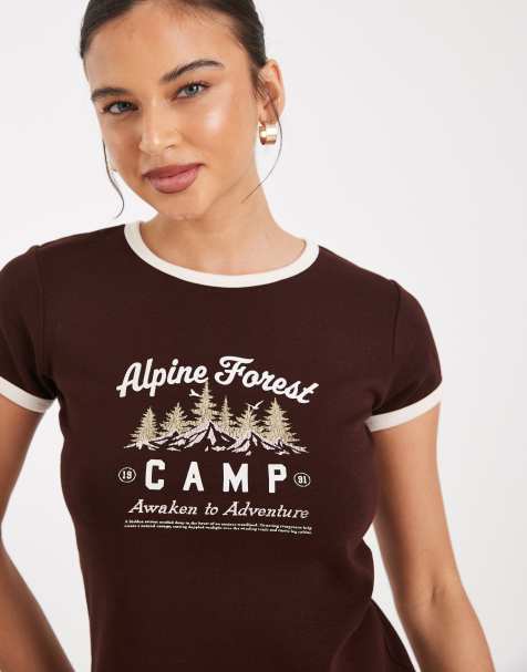 Cotton On cabin graphic baby t-shirt in dark oak - view 1
