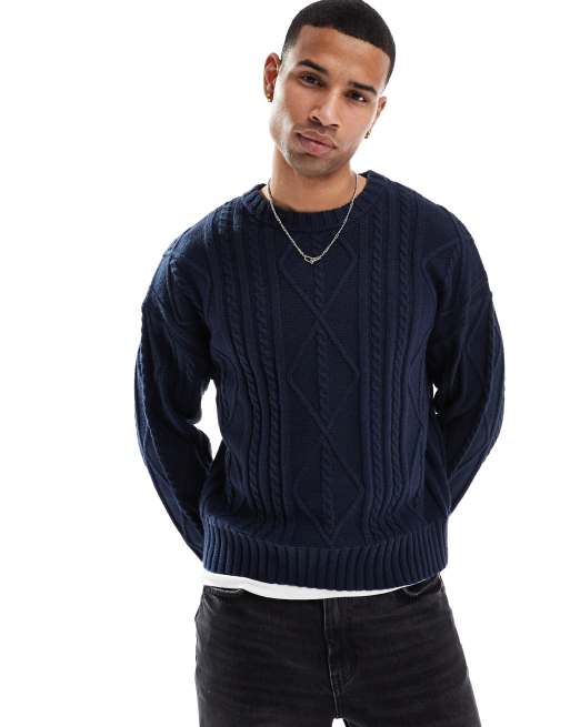Cotton On Cable knit crew in navy - NAVY