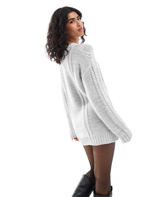 Cotton On cable sweater dress in gray
