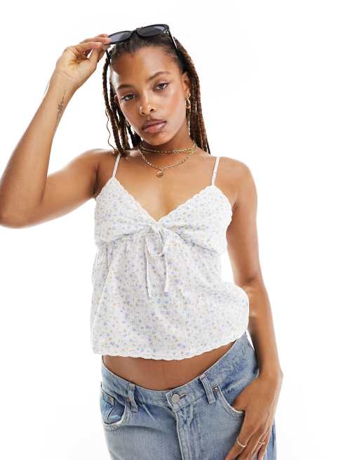 Cotton On - Cami hemdje met kanten randje in vintage bloemenprint 
