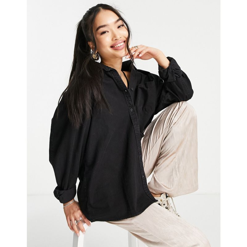 Camicie e bluse Top Cotton On - Camicia a maniche lunghe in denim, colore nero