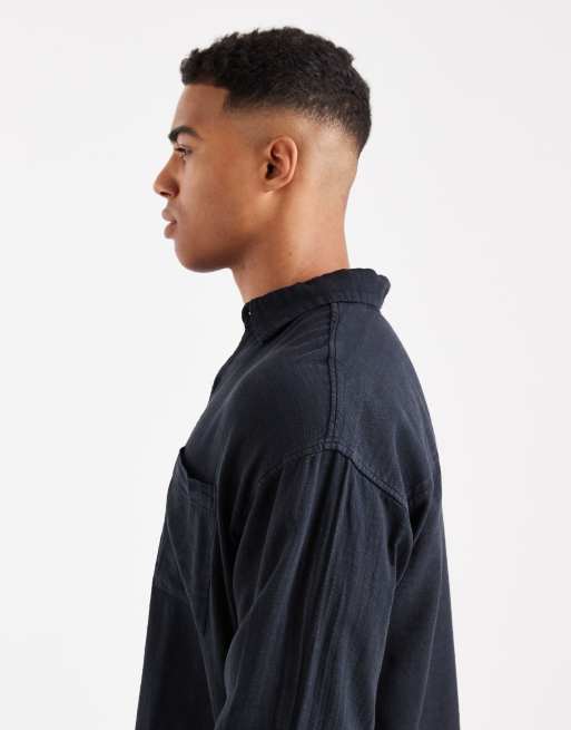 Cotton On - Camicia a maniche lunghe nera slavata, 4 di 5