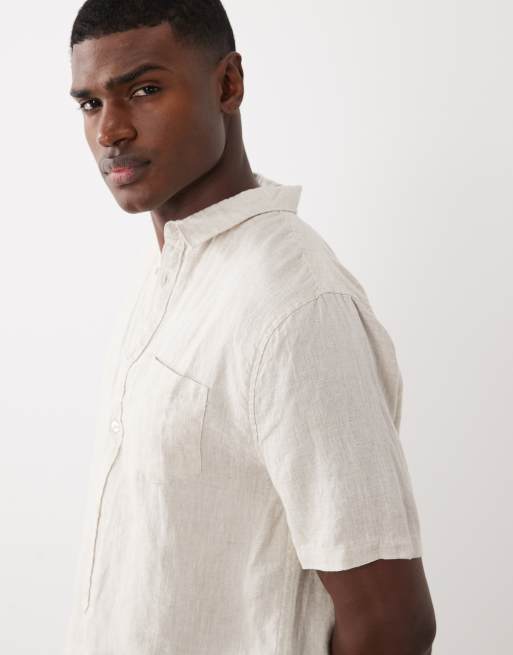 Cotton On - Camicia comoda a maniche corte in lino color avena, 4 di 5