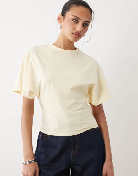 Cotton On - Camiseta amarillo vainilla luminoso de manga corta con escote Bardot - view 1