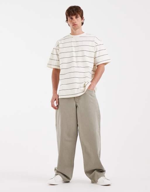 Cotton On - Camiseta color crema a rayas de corte cuadrado, 2 de 5