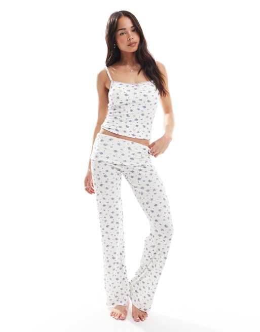 Cotton On - Canottiera del pigiama lilla a fiorellini con rosa in coordinato, 4 di 4